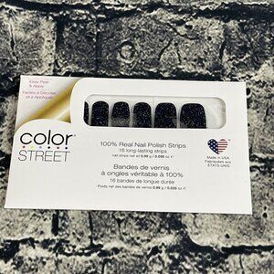 Color Street Nail LIVING THE GLEAM Polish Strips Solid BLACK PURPLE Glitter